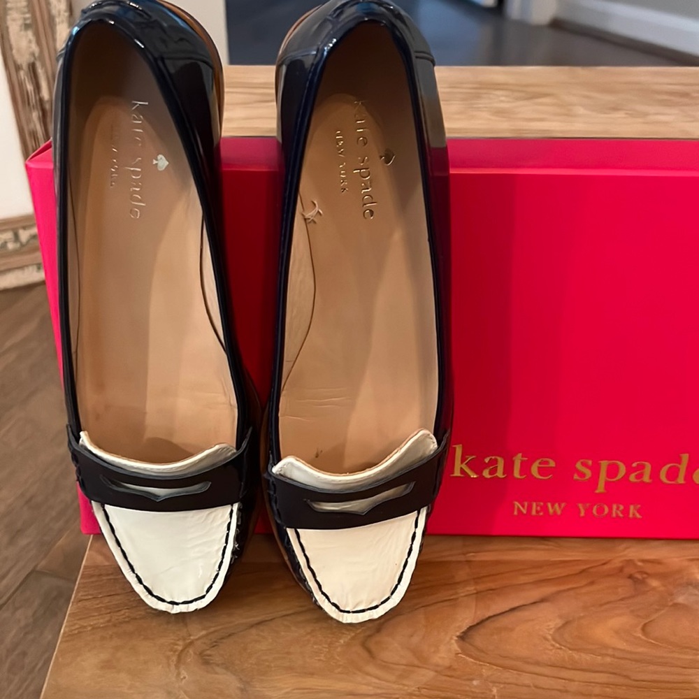 Kate Spade navy & white loafers.
